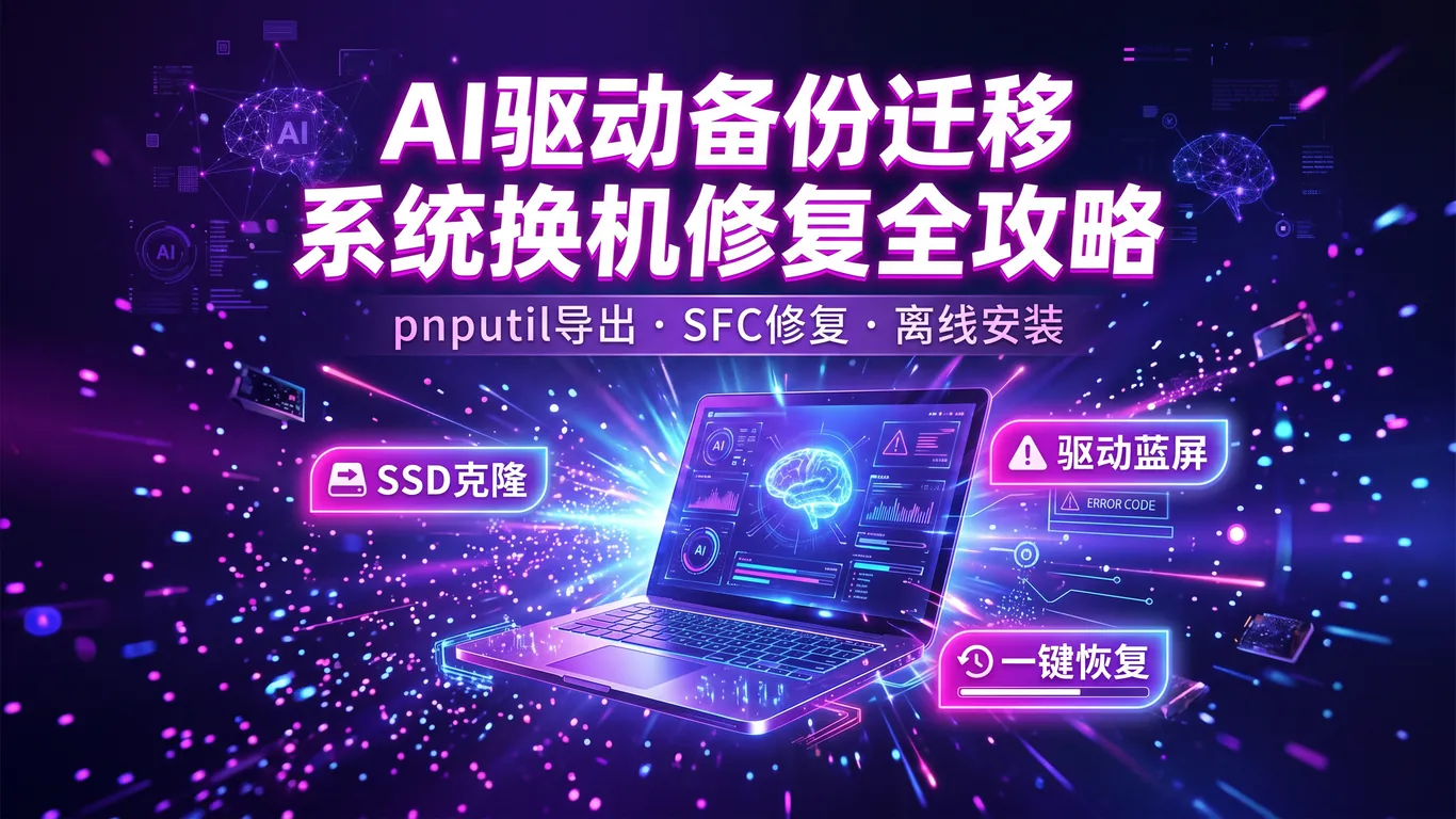 AI驱动备份迁移完整指南 系统换机SSD克隆后驱动修复SFC DISM一键恢复