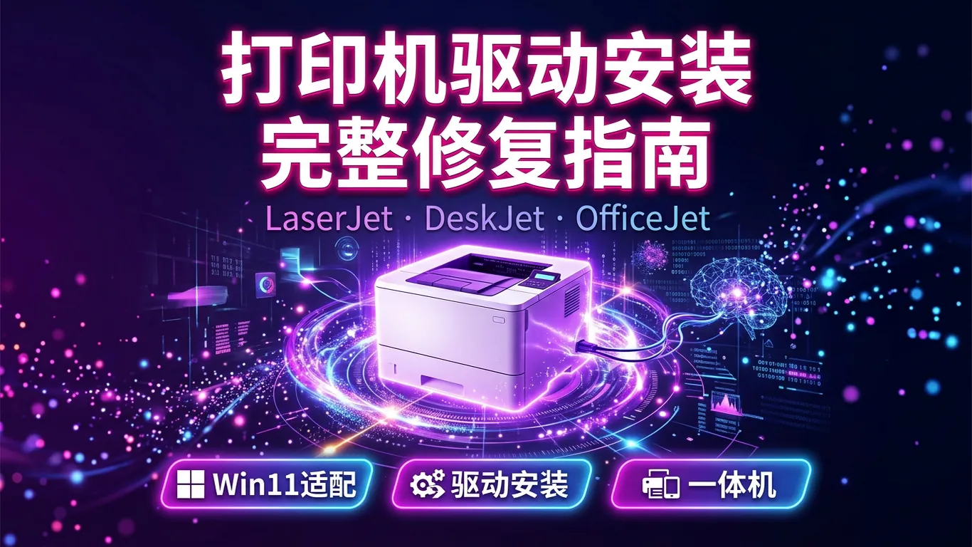 HP惠普打印机驱动下载安装指南:LaserJet/DeskJet/OfficeJet驱动Win11完整教程(2026)