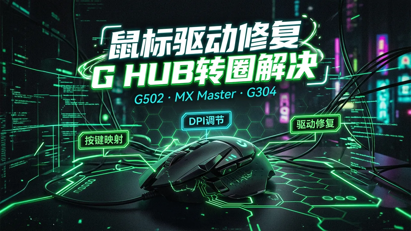 罗技Logitech鼠标驱动G HUB下载修复指南:G502/MX Master/G304驱动转圈打不开(2026)