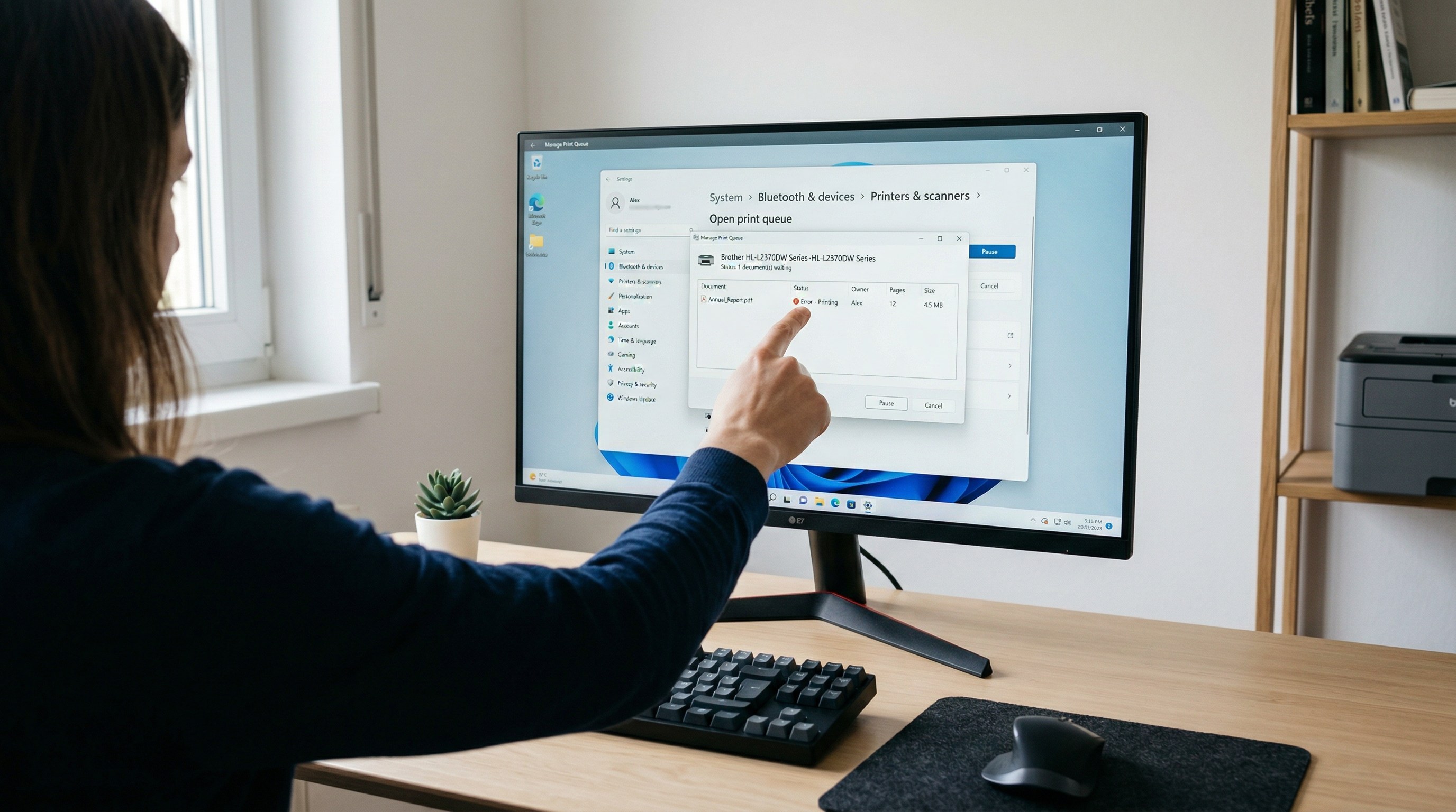 Windows打印队列管理界面操作场景