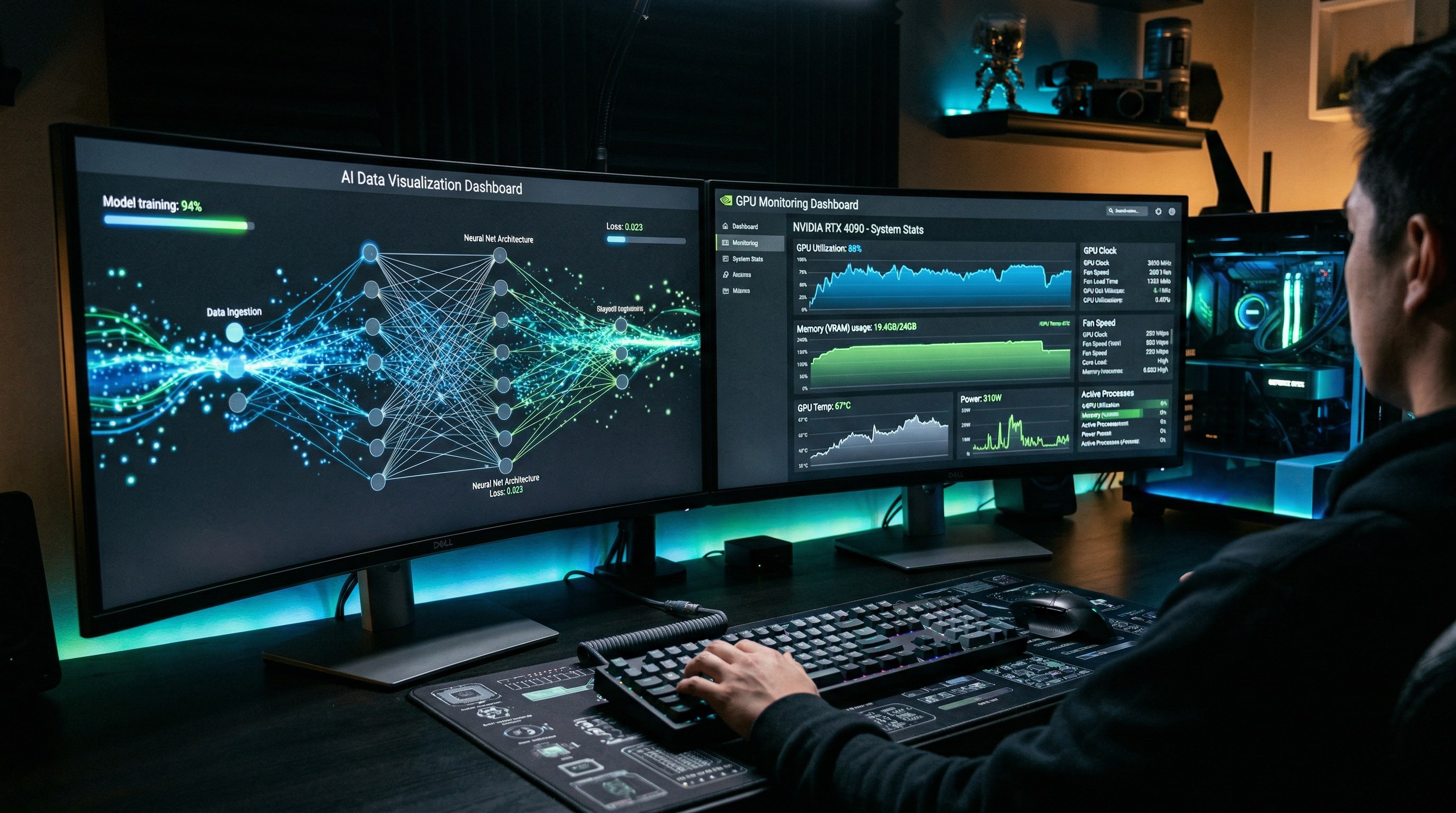 AI驱动诊断工具界面双屏监控场景