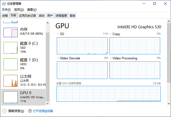 在任务管理器中手动添加 GPU 列