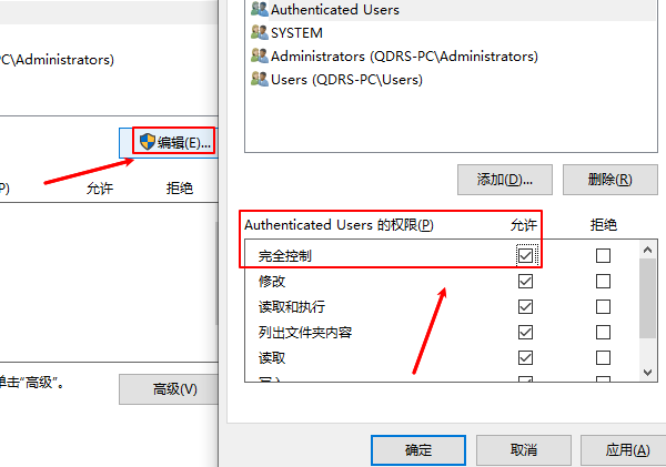赋予完全控制权限