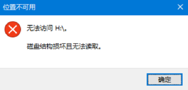 什么是磁盘结构损坏且无法读取