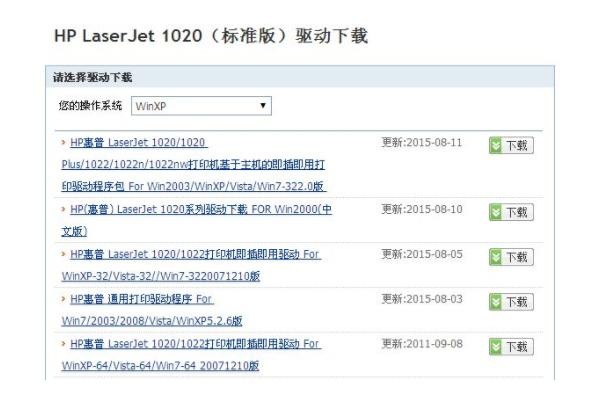 打印机驱动下载页面
