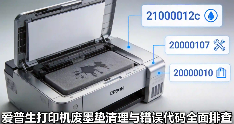 爱普生打印机废墨垫清理与错误代码全面排查 21000012c、20000107、20000010