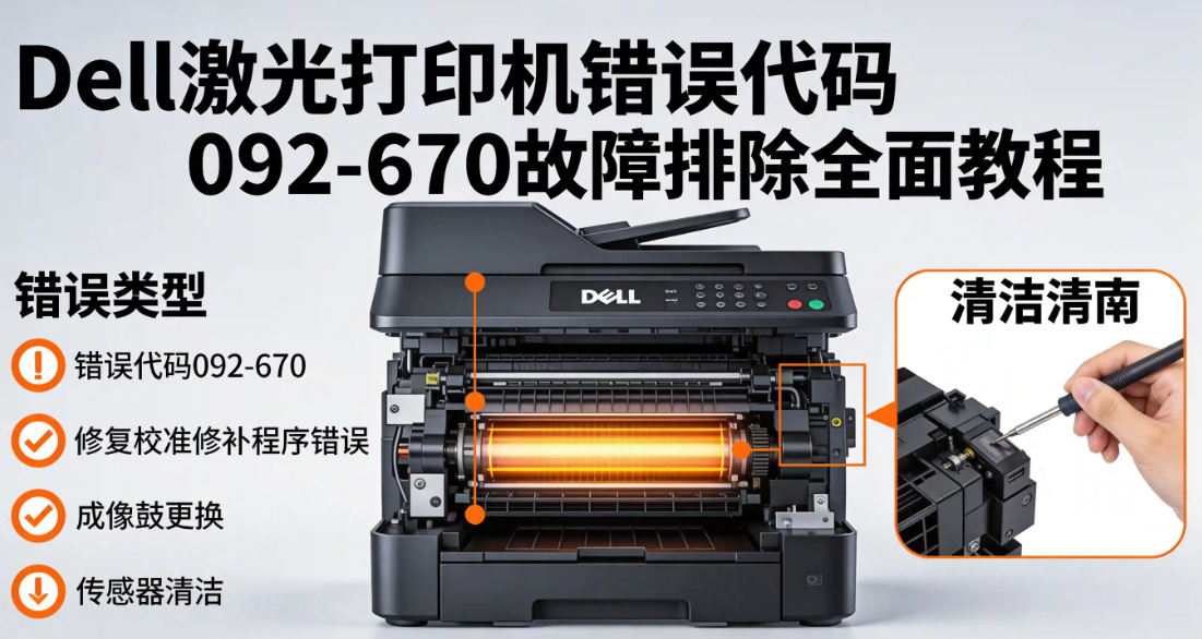 Dell激光打印机错误代码092-670故障排除全面教程：修复校准修补程序错误、成像鼓更换与传感器清洁问题