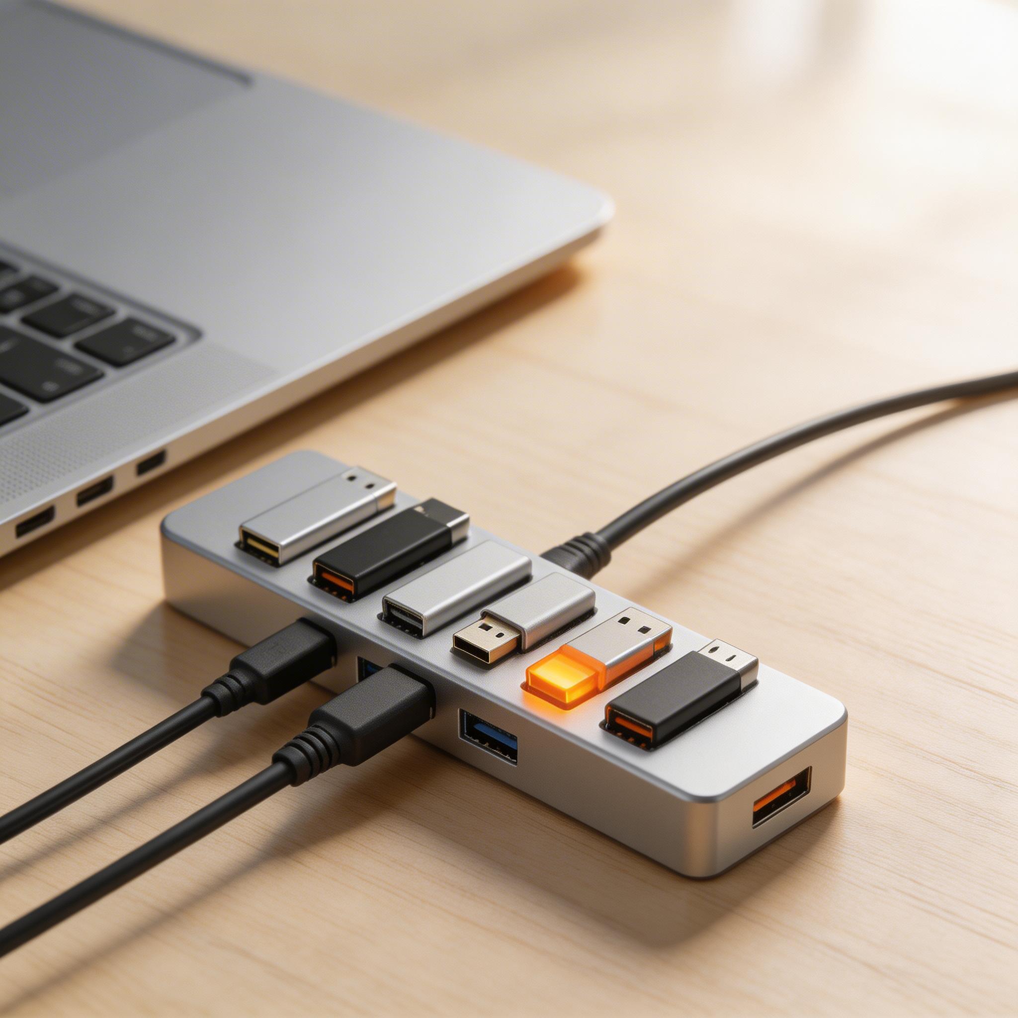 多USB设备和集线器连接示意