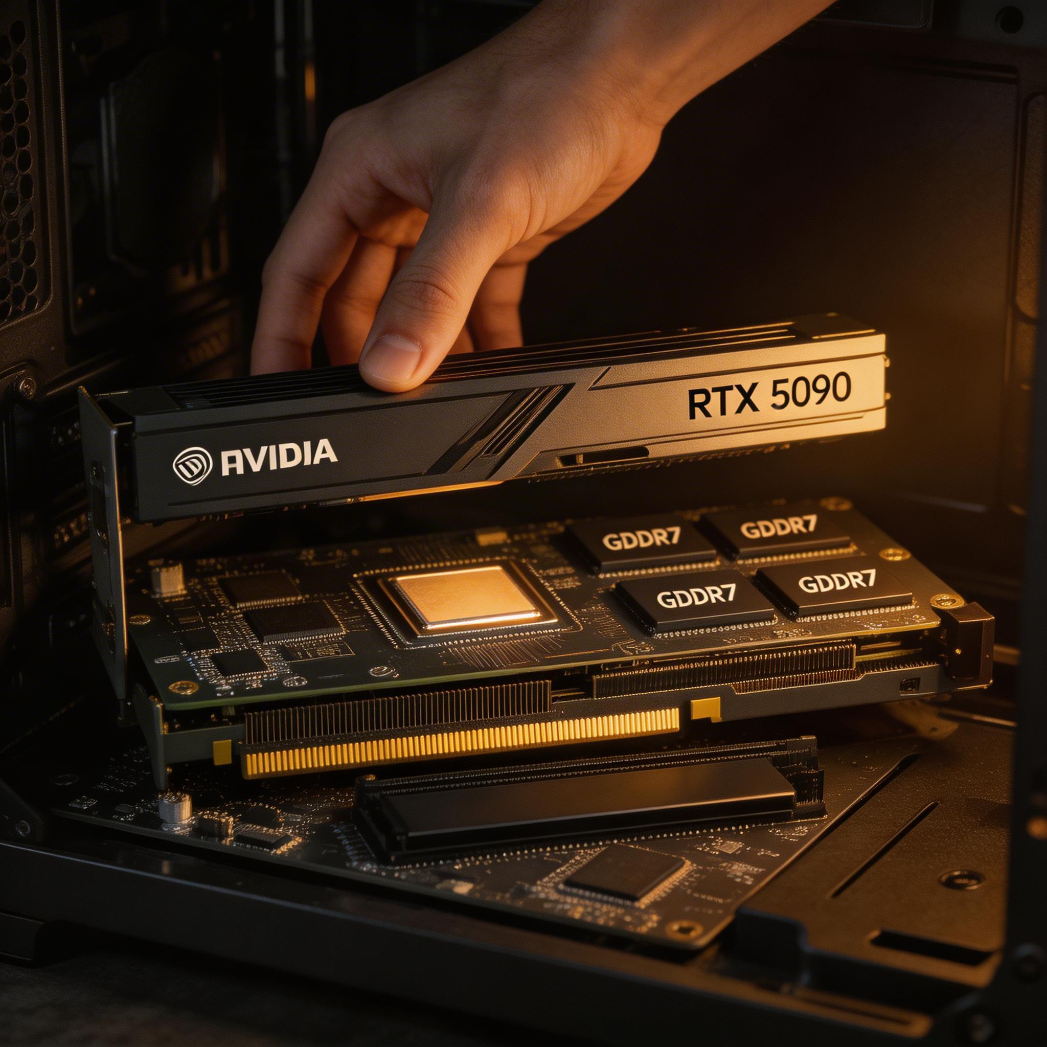 NVIDIA RTX 5090显卡安装到PCIe插槽