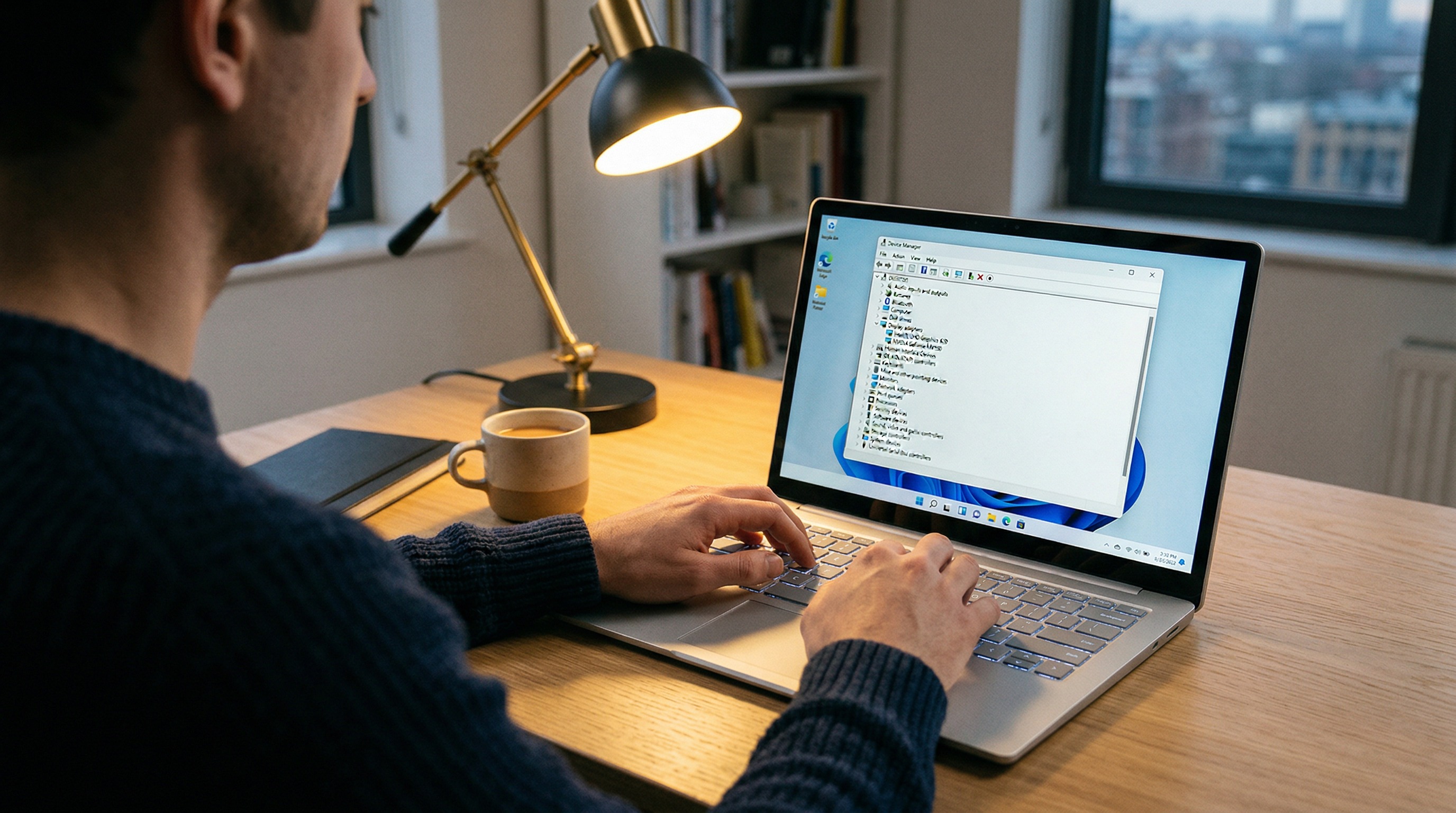 设备管理器Arc B580显卡驱动过肩操作视角