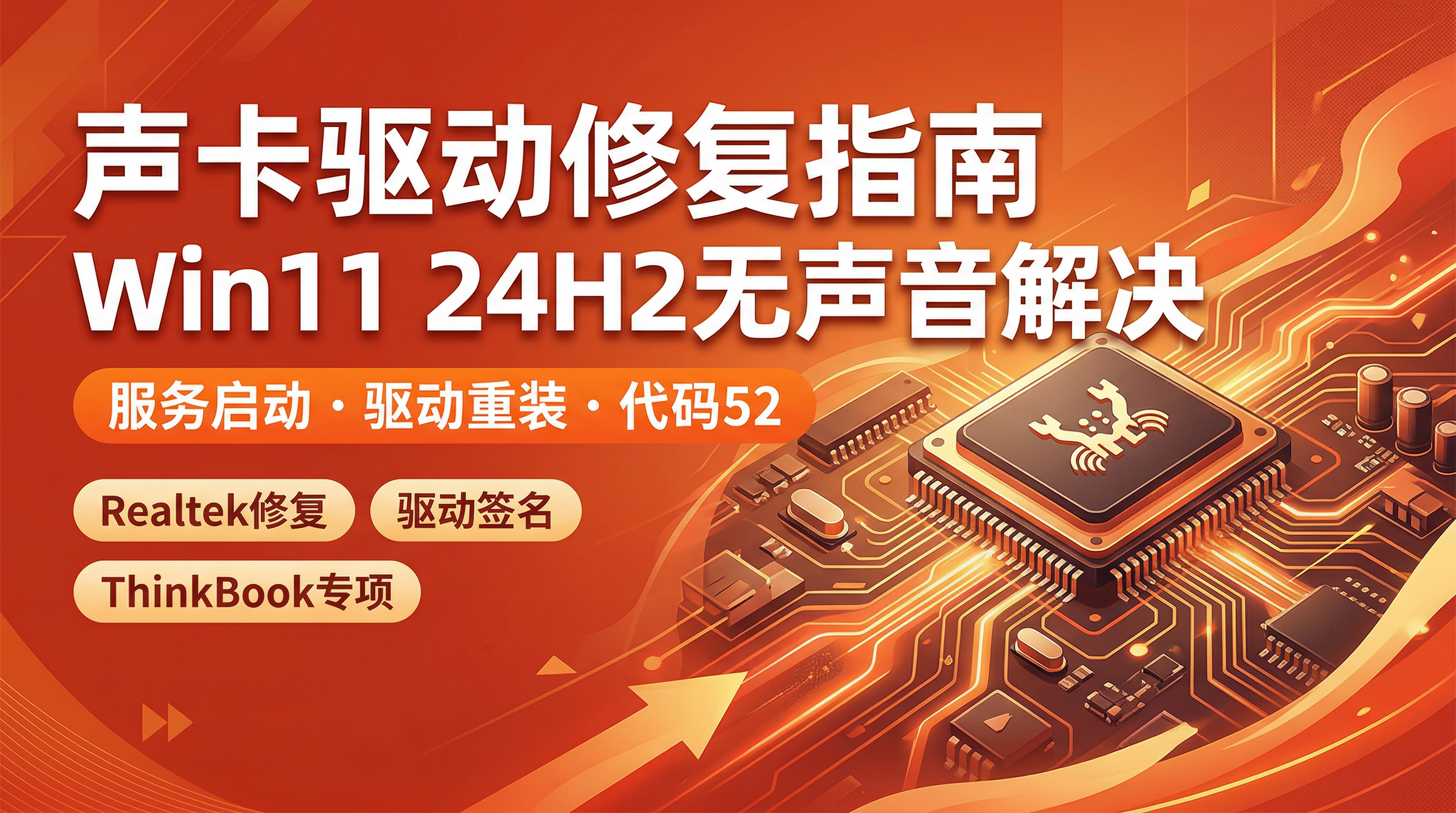 Win11 24H2更新后Realtek声卡失效?无声音/感叹号/延迟高完整修复方案(2026)