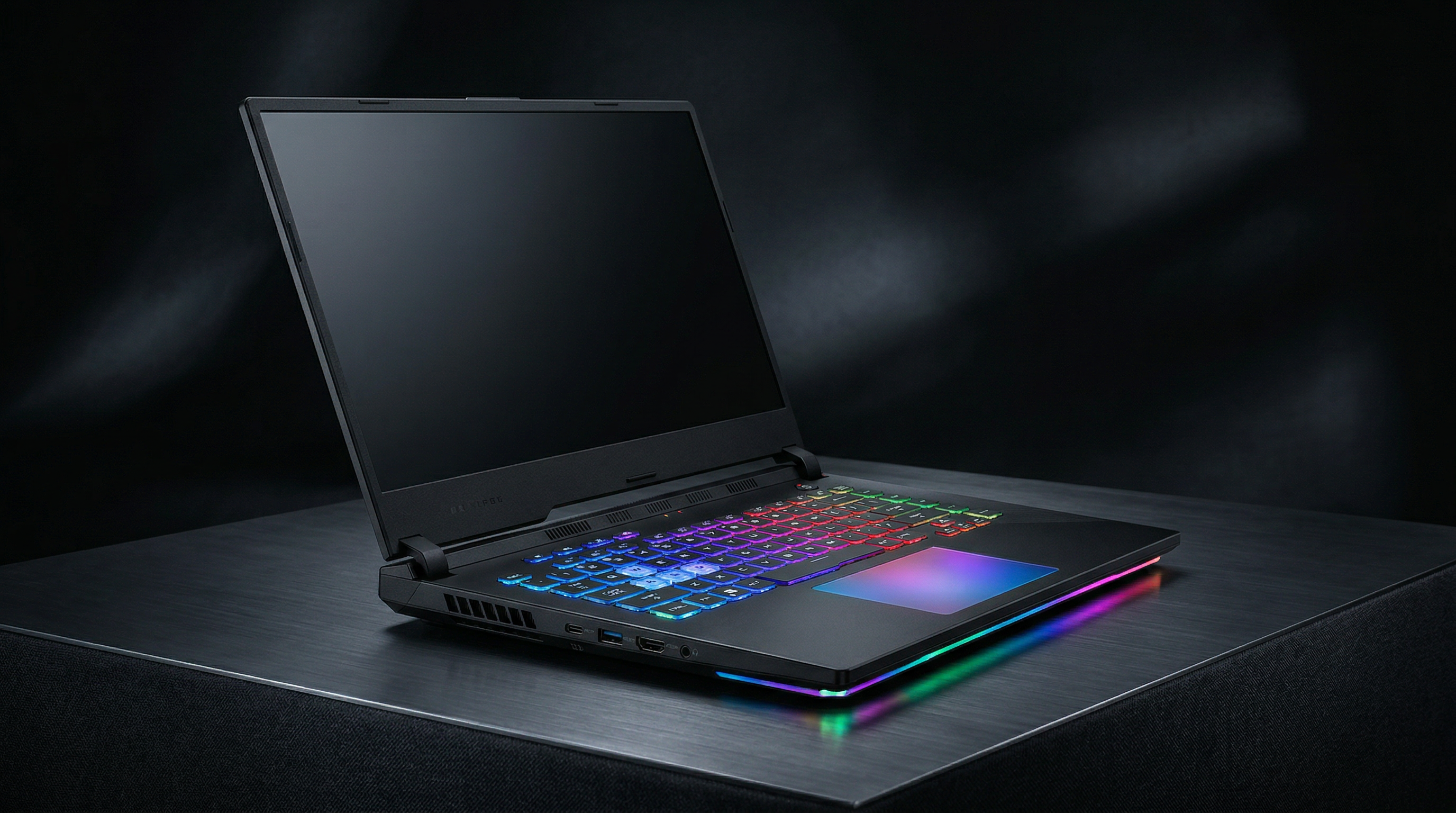 黑色商务笔记本45度侧面工作室专业灯光高端质感