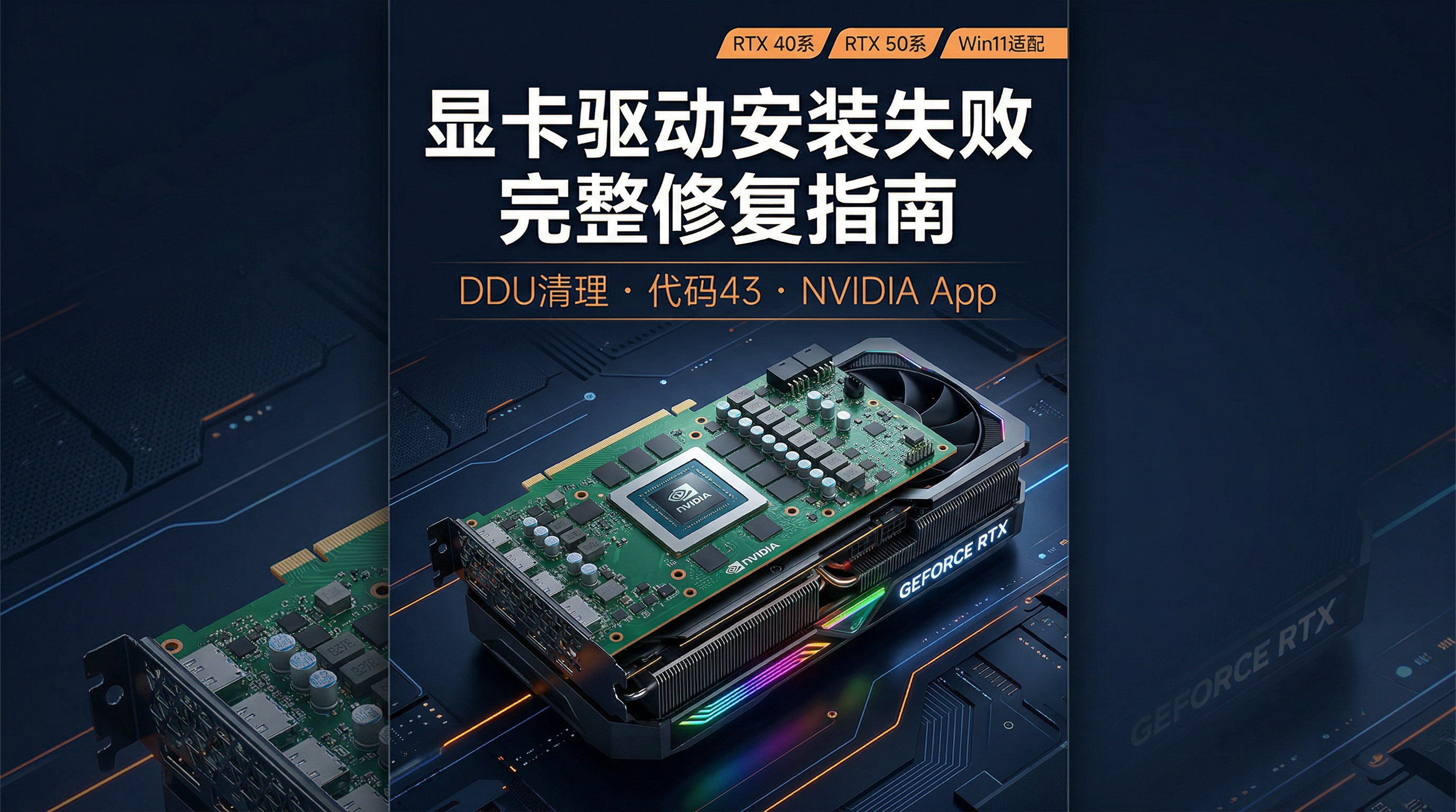 NVIDIA GeForce驱动安装失败完整修复指南：RTX 40系/50系 DDU清理+NVIDIA App安装（2026）
