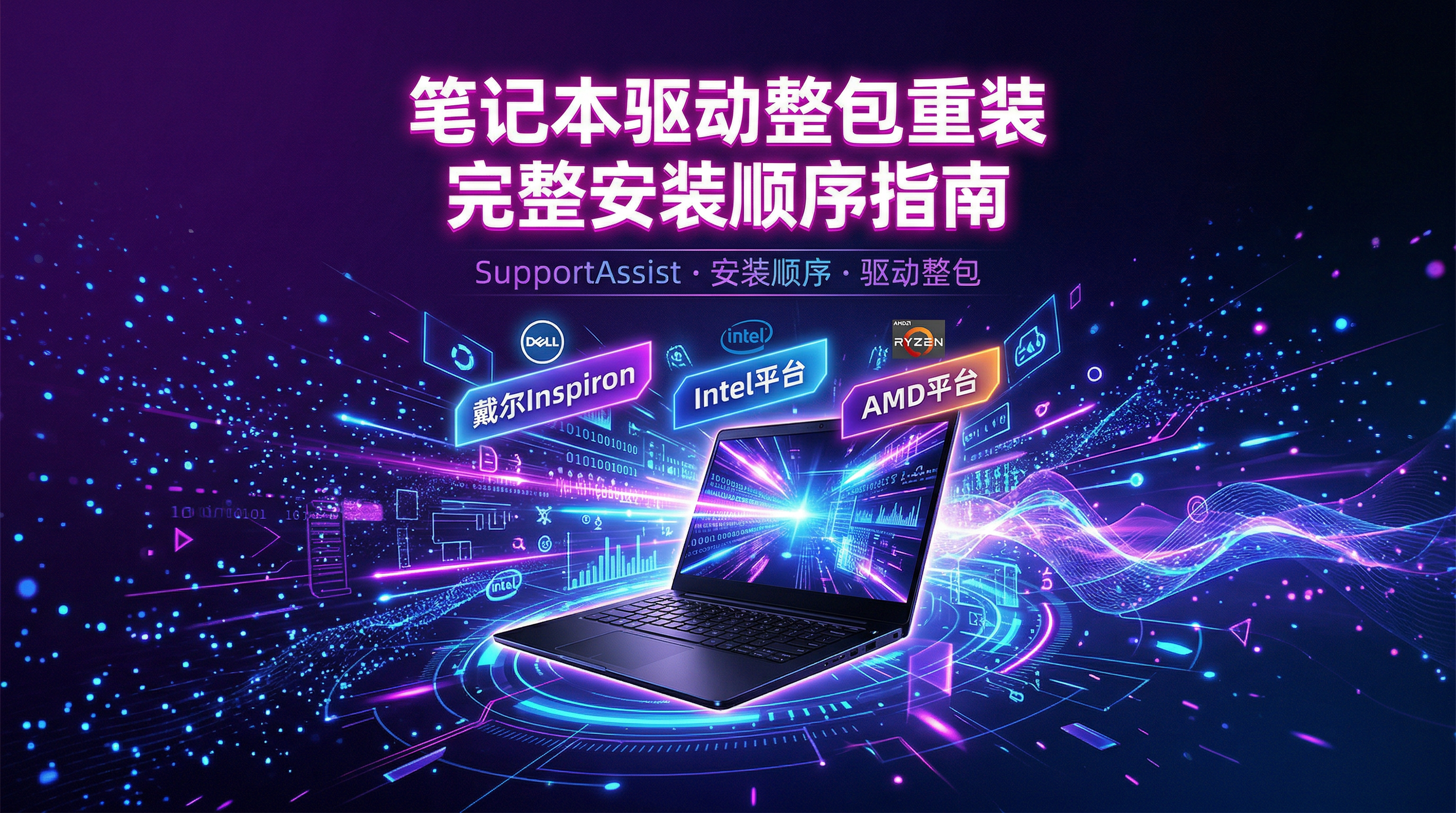 戴尔Dell Inspiron笔记本驱动整包重装完整指南：SupportAssist+Intel/AMD手动安装顺序（2026）