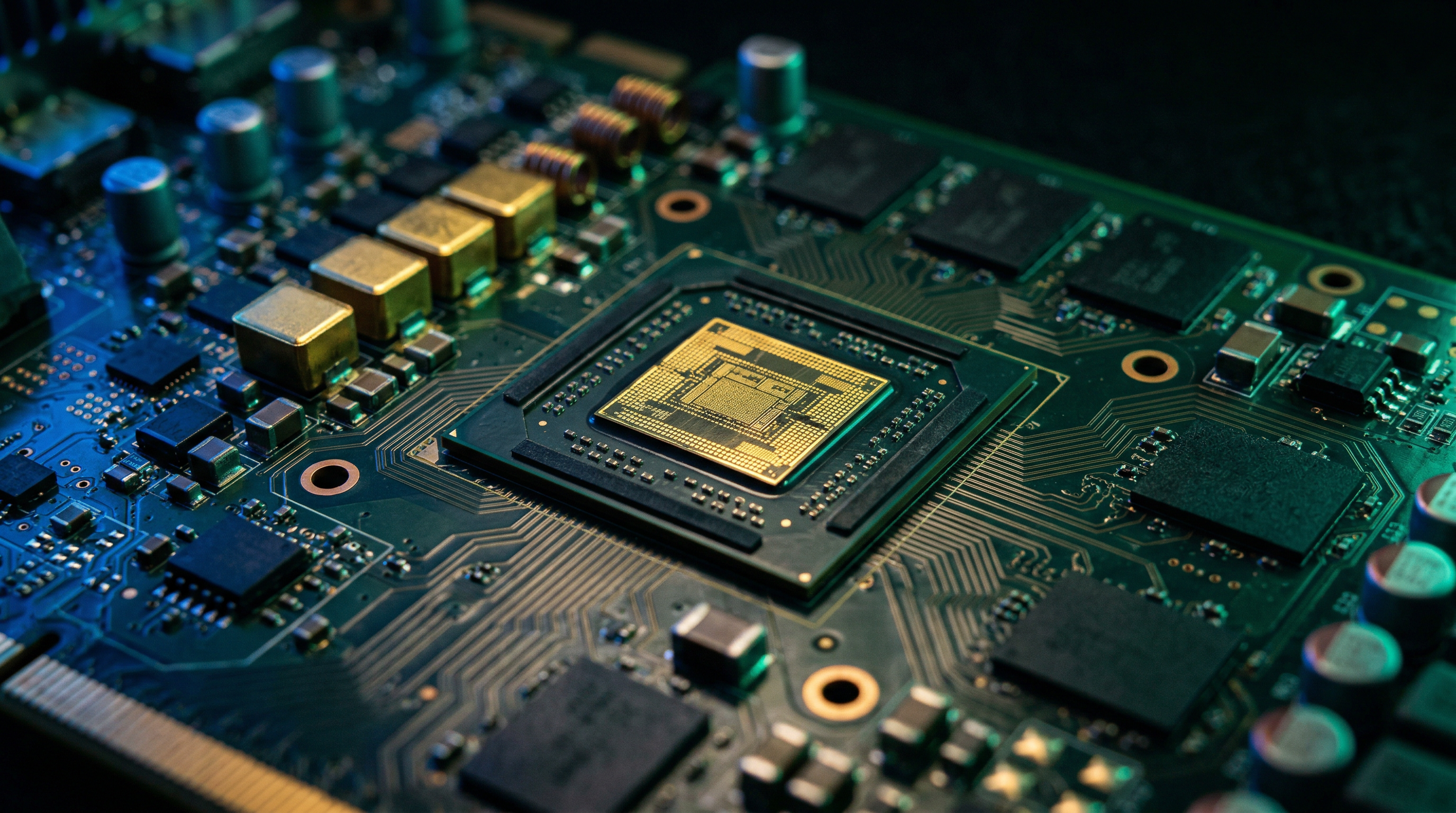 显卡PCB电路板特写