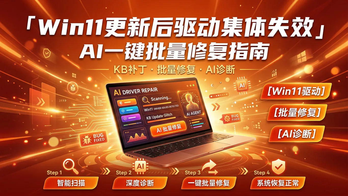 Win11系统更新后驱动集体失效？AI一键批量诊断修复指南：从声卡到显卡全部搞定（2026）