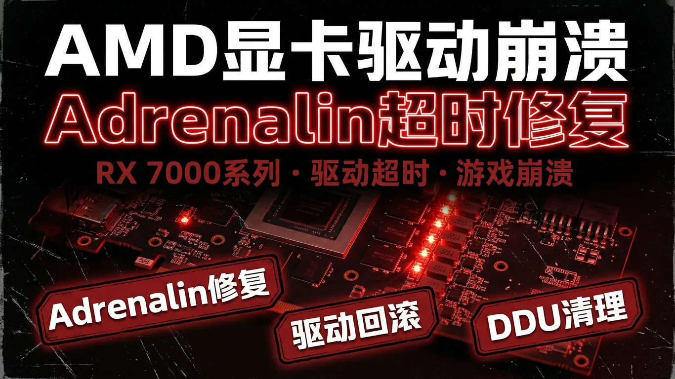 AMD显卡驱动Adrenalin崩溃完整修复:RX 7000/6000驱动超时/游戏闪退/黑屏全解决(2026)