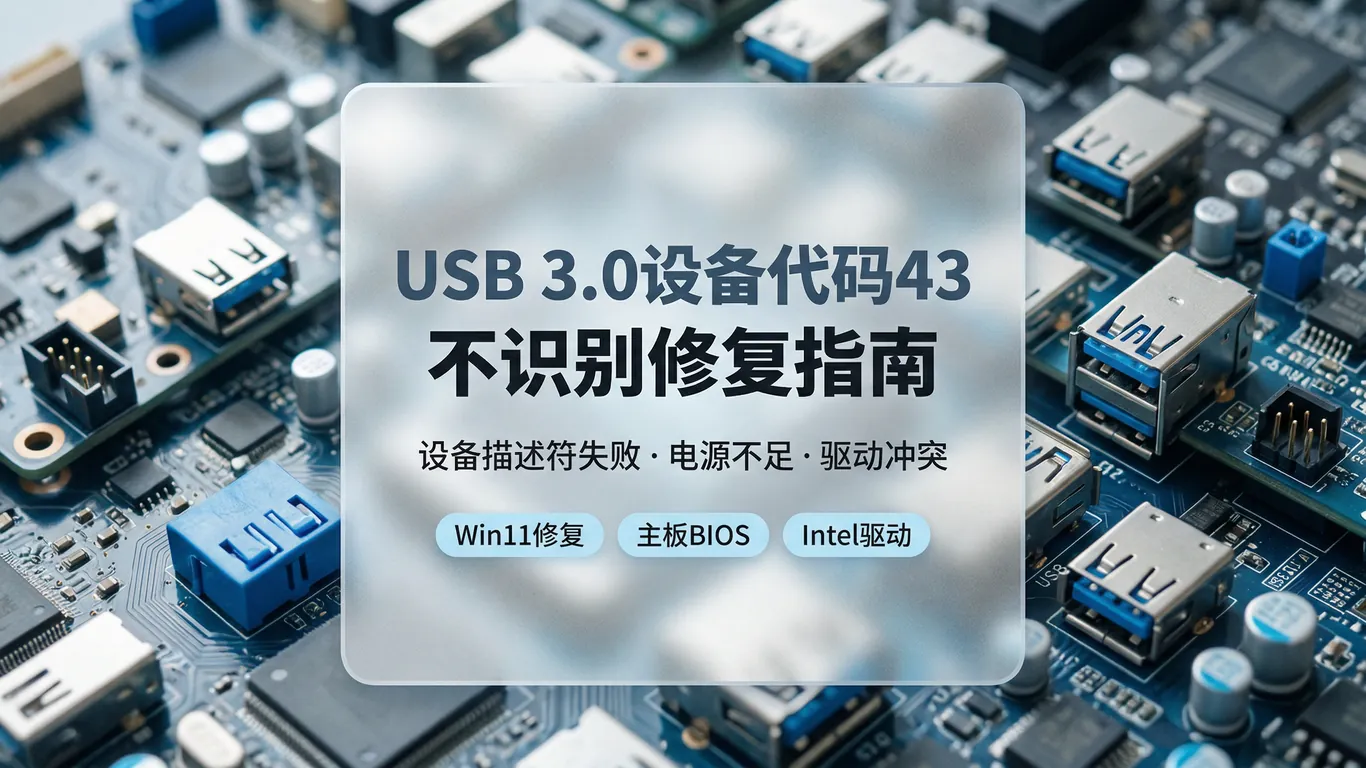 USB 3.0设备代码43不识别完整修复指南:设备描述符请求失败/电源不足/驱动冲突/主板BIOS(2026)