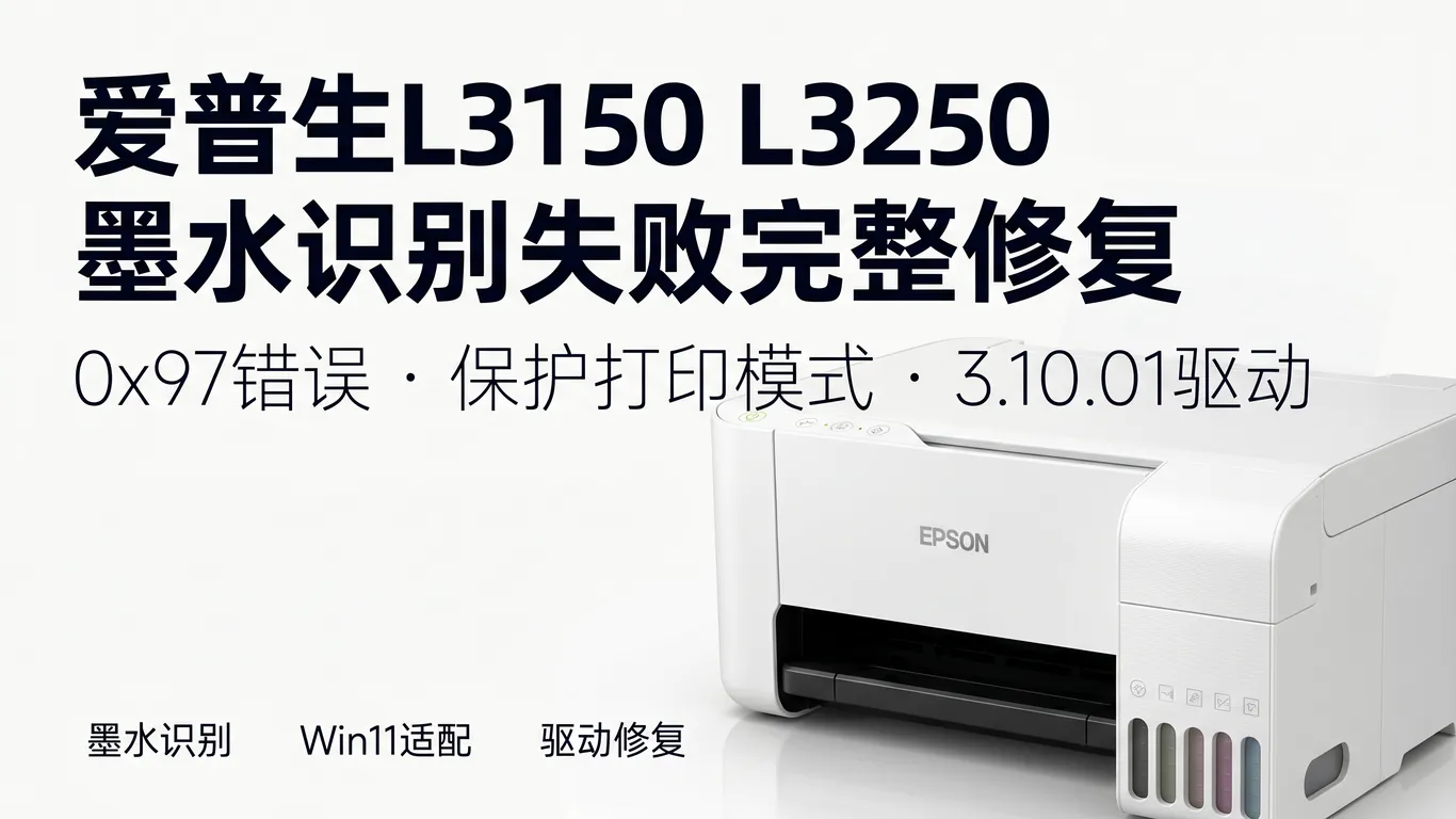 爱普生L3150 L3250墨水识别失败Win11驱动完整修复指南:0x97/0xE5错误/保护打印模式冲突/3.10.01驱动/扫描驱动(2026)