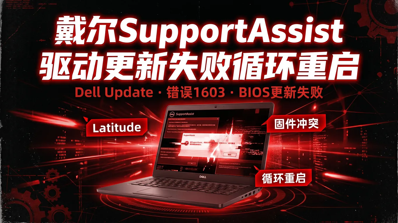 戴尔SupportAssist驱动更新失败循环重启完整修复指南:Dell Update错误1603/BIOS更新失败/Latitude商务本/固件冲突(2026)