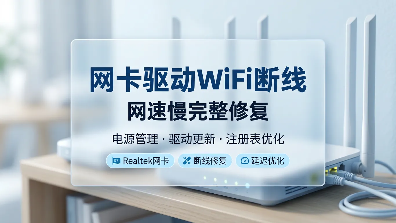 Realtek网卡驱动WiFi频繁断线网速慢完整修复指南:RTL8822/RTL8852/8111系列/Win11 24H2电源管理(2026)