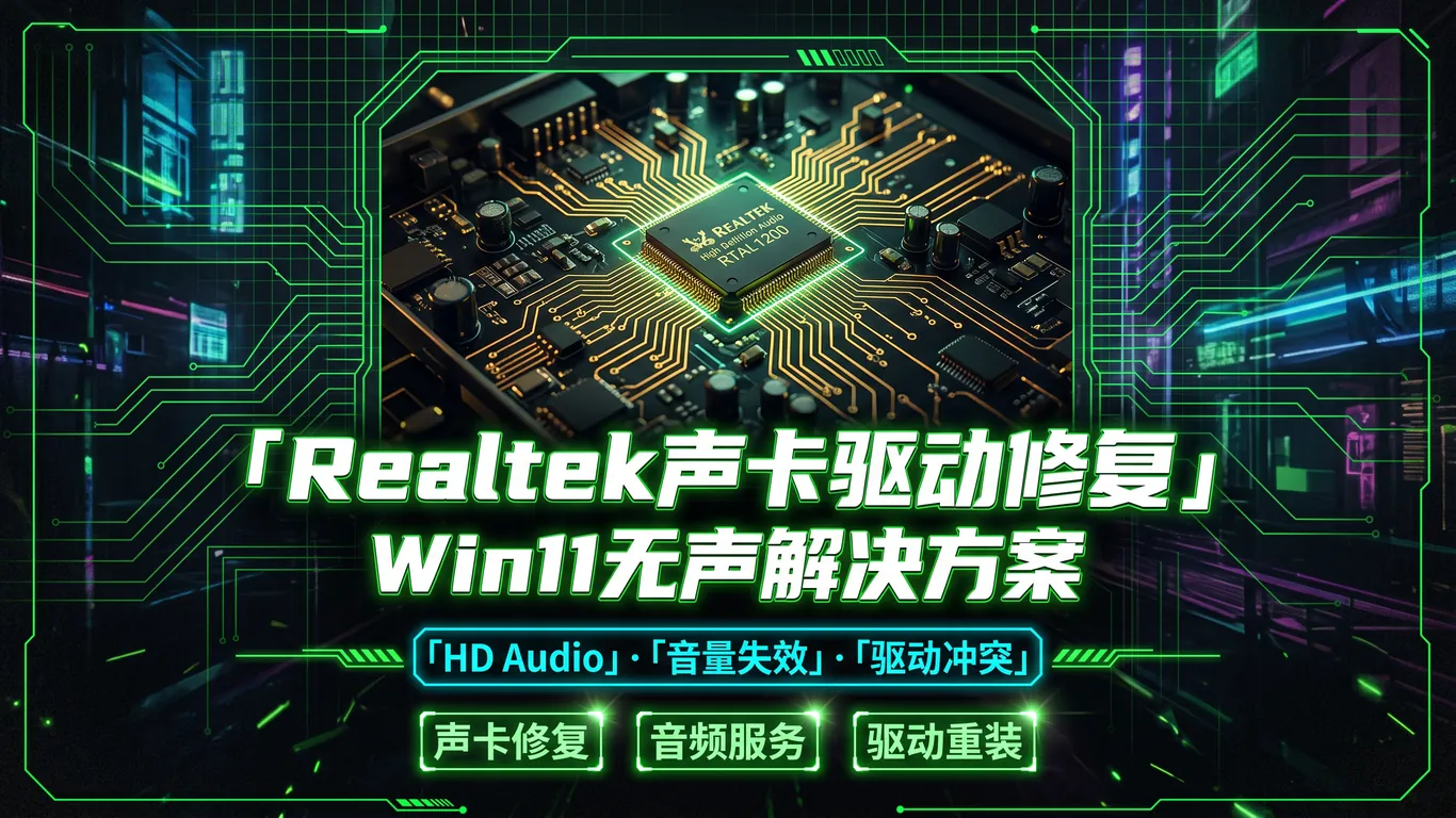 Win11 Realtek声卡驱动修复完整指南电脑无声音量失效HD Audio驱动冲突解决方案