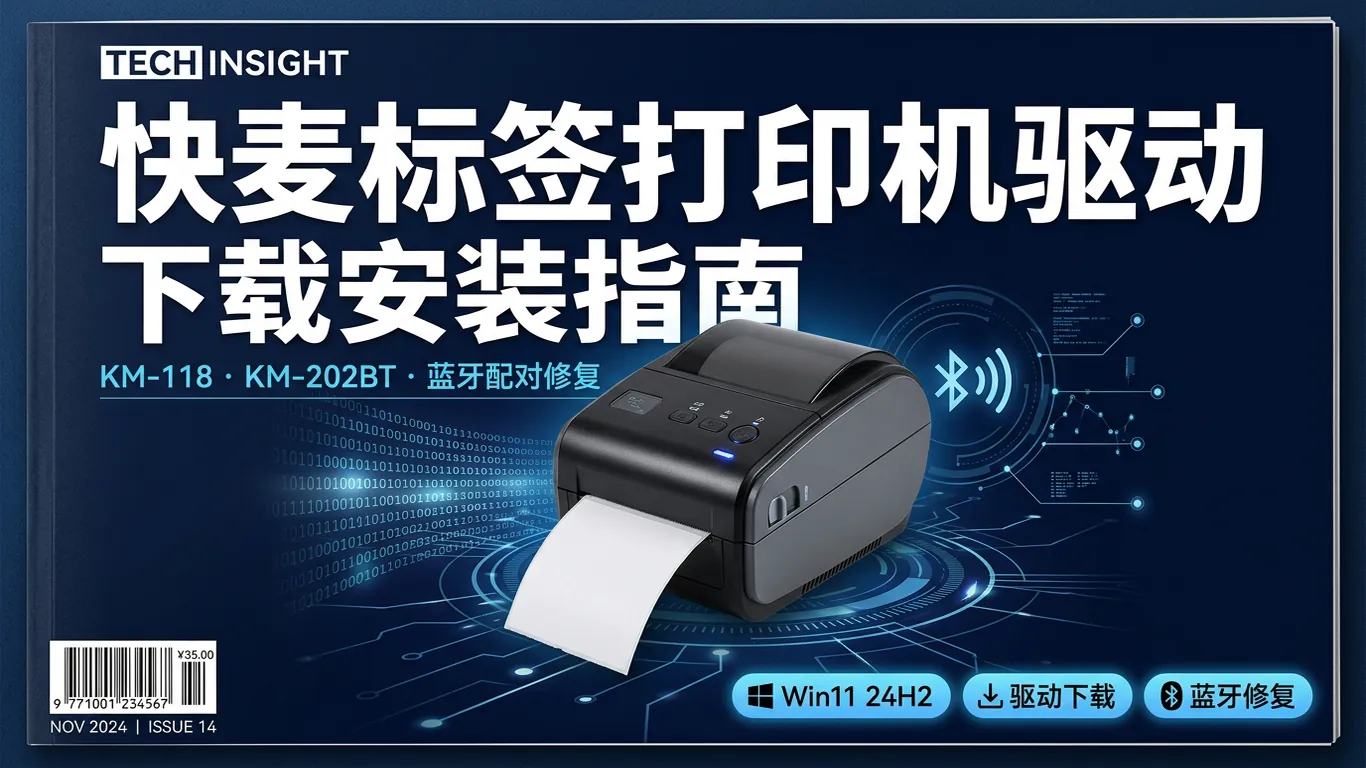 快麦标签打印机驱动下载指南:KM-118/KM-202BT/KM-218蓝牙连接修复(2026)