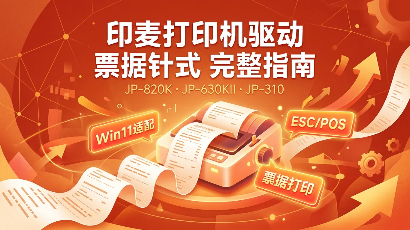 印麦jpw打印机驱动下载指南:JP-820K/JP-630KII/JP-310票据针式打印机Win11适配(2026)