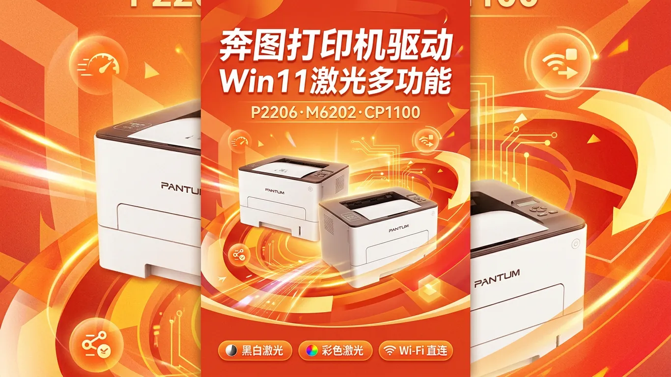 奔图Pantum打印机驱动下载指南:P2206/M6202/CP1100激光多功能Win11完整安装(2026)