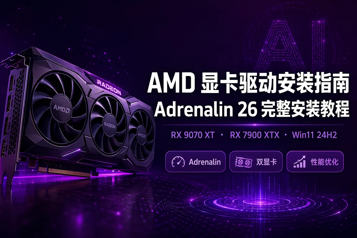 AMD显卡驱动下载安装指南:Adrenalin 26.5.1/RX 9070 XT/RX 7900 XTX/RX 6750 GRE Win11完整教程(2026)