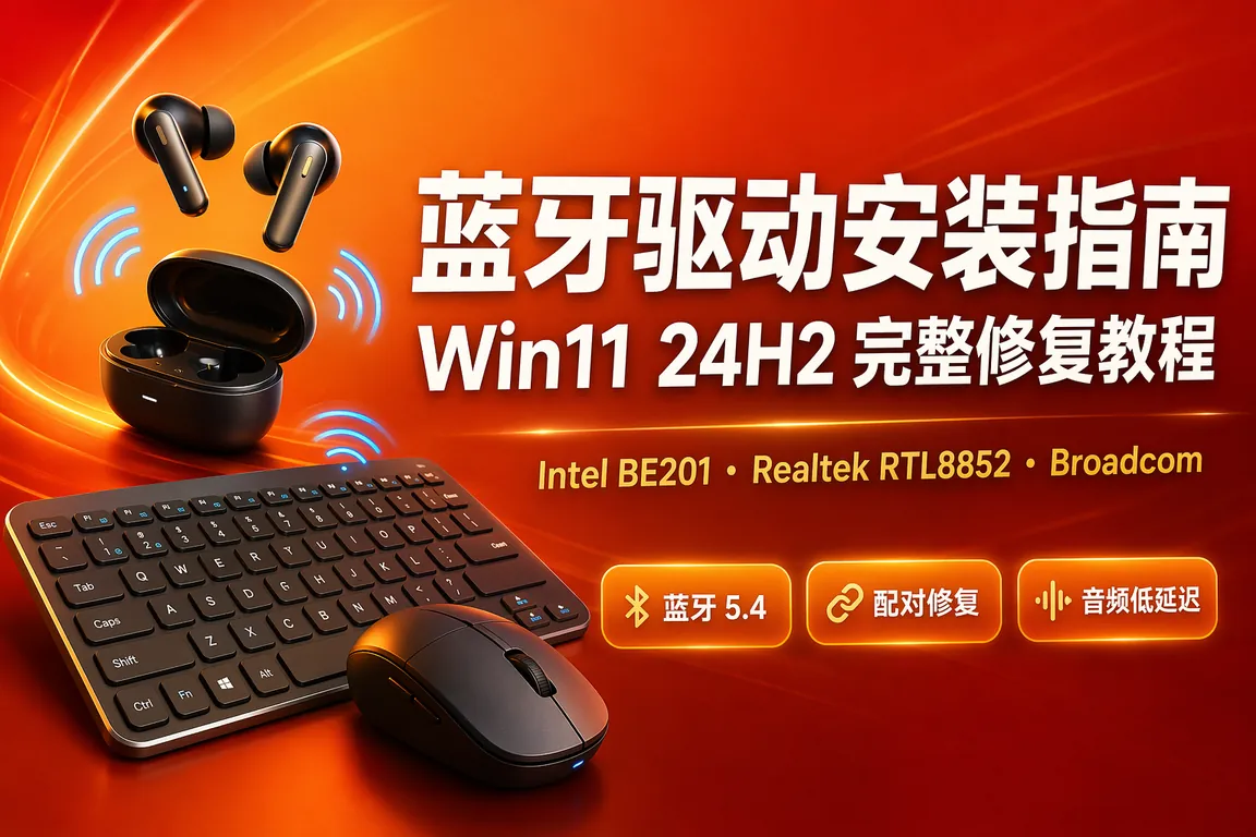 蓝牙驱动下载安装指南:Intel BE201/Realtek RTL8852/Broadcom BCM4389蓝牙5.4 Win11完整教程(2026)