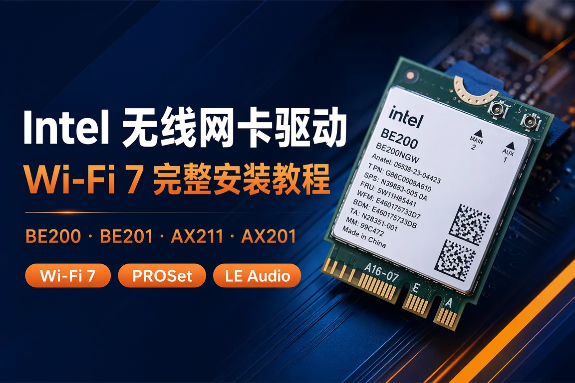 Intel无线网卡驱动下载安装指南:Wi-Fi 7 BE200/BE201/AX211/AX201 Win11 24H2完整教程(2026)