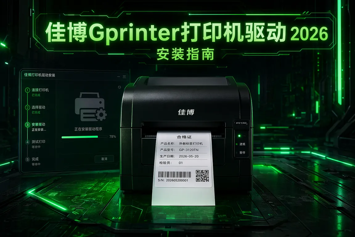 佳博Gprinter打印机驱动下载安装指南:GP-1124T/GP-1324D/GP-2120TF/GP-3100TN热敏标签Win11完整教程(2026)