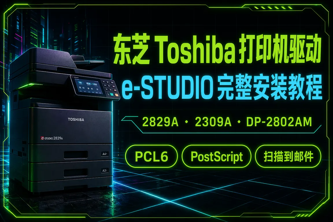东芝Toshiba打印机驱动下载安装指南:e-STUDIO 2829A/2309A/300D/DP-2802AM多功能复合机Win11完整教程(2026)