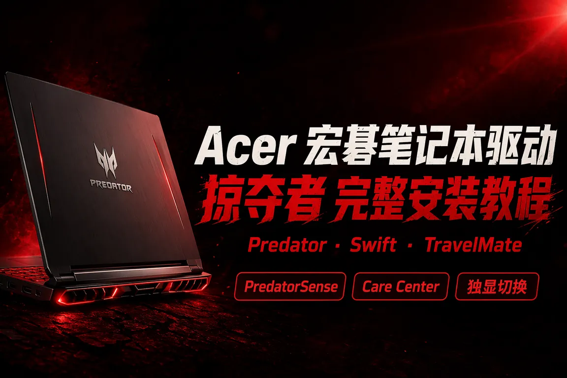 Acer宏碁笔记本驱动下载安装指南:Predator掠夺者/Swift非凡/TravelMate/Care Center Win11完整教程(2026)