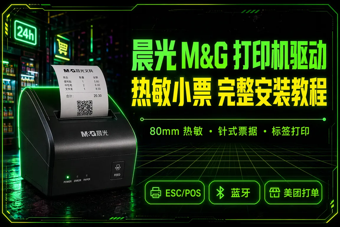 晨光M&G打印机驱动下载安装指南:AEQN0701/AEQN0805/AEQN0808热敏小票针式票据机Win11完整教程(2026)