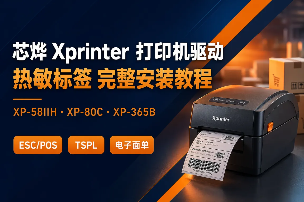 芯烨Xprinter打印机驱动下载安装指南:XP-58IIH/XP-80C/XP-365B/XP-T371U热敏标签小票机Win11完整教程(2026)