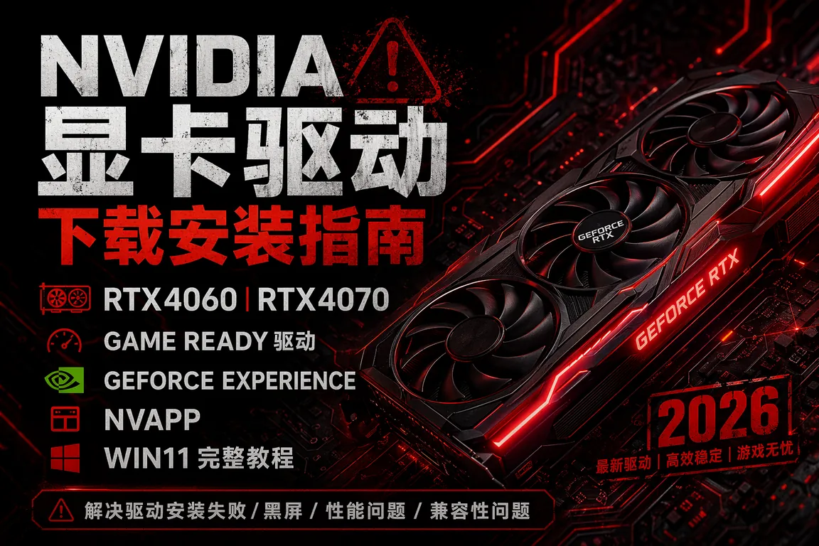 NVIDIA显卡驱动下载安装指南 RTX 4060 RTX 4070 GeForce Game Ready驱动 GeForce Experience NVApp Win11完整教程 2026