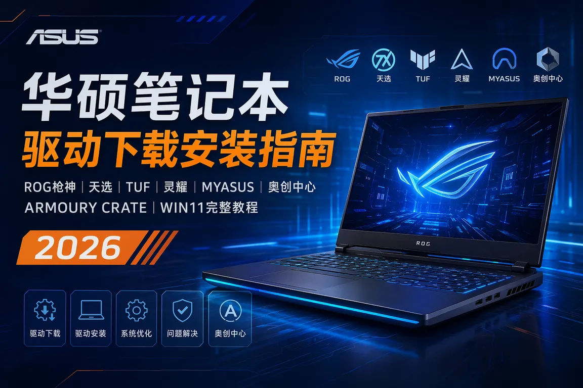 华硕ASUS笔记本驱动下载安装指南 ROG枪神 天选 TUF 灵耀 MyASUS 奥创中心Armoury Crate Win11完整教程 2026