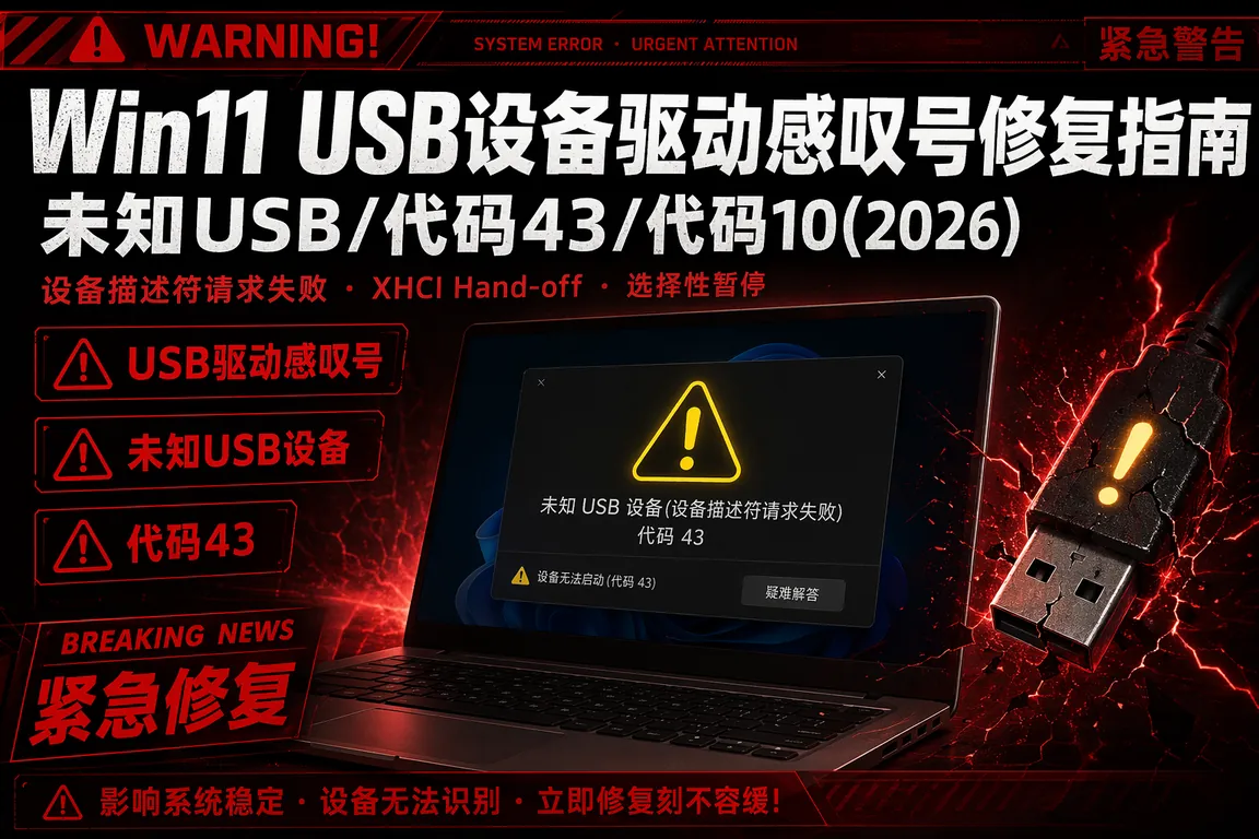 Win11 USB设备驱动感叹号修复指南