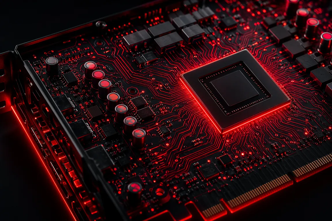 AMD显卡电路板与GPU芯片特写