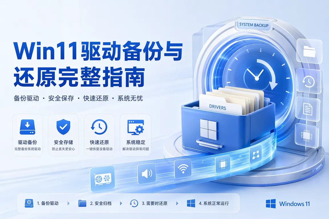 Win11驱动备份与还原完整指南:DISM命令/DriverStore仓库/第三方工具/重装系统前驱动备份完整教程(2026)