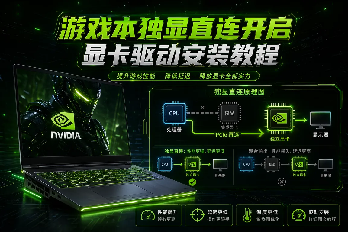 游戏本独显直连开启+NVIDIA/AMD驱动安装:新机开荒必做设置(2026)
