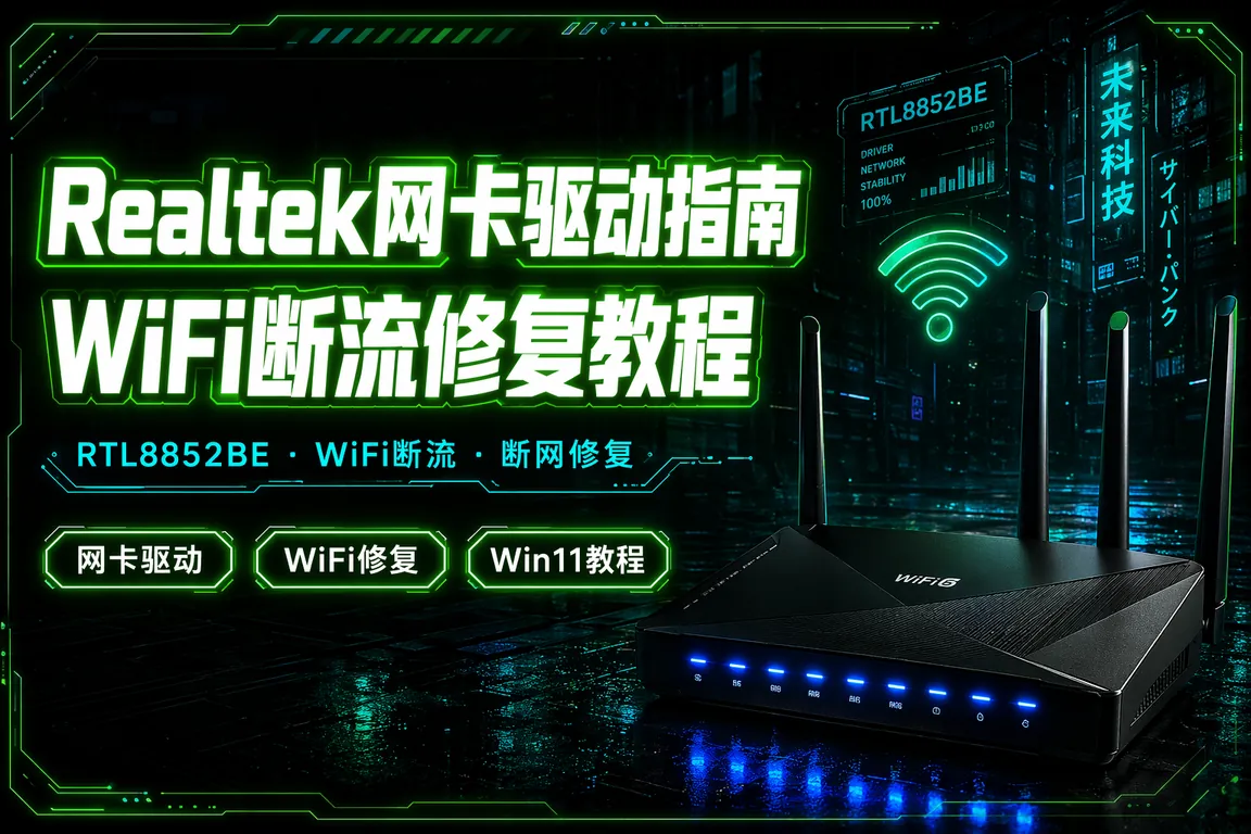Realtek网卡驱动下载安装指南:RTL8852BE/AX1803/WiFi断流/断网修复/Win11完整教程(2026)