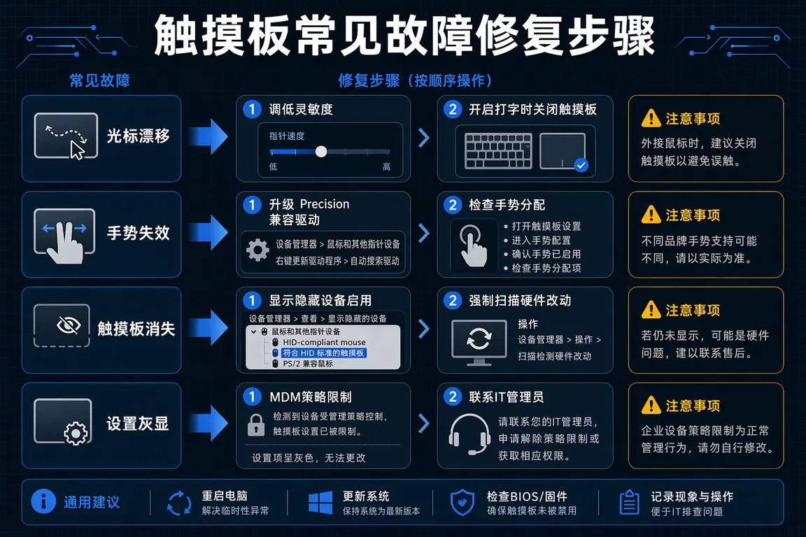 触摸板常见故障修复步骤