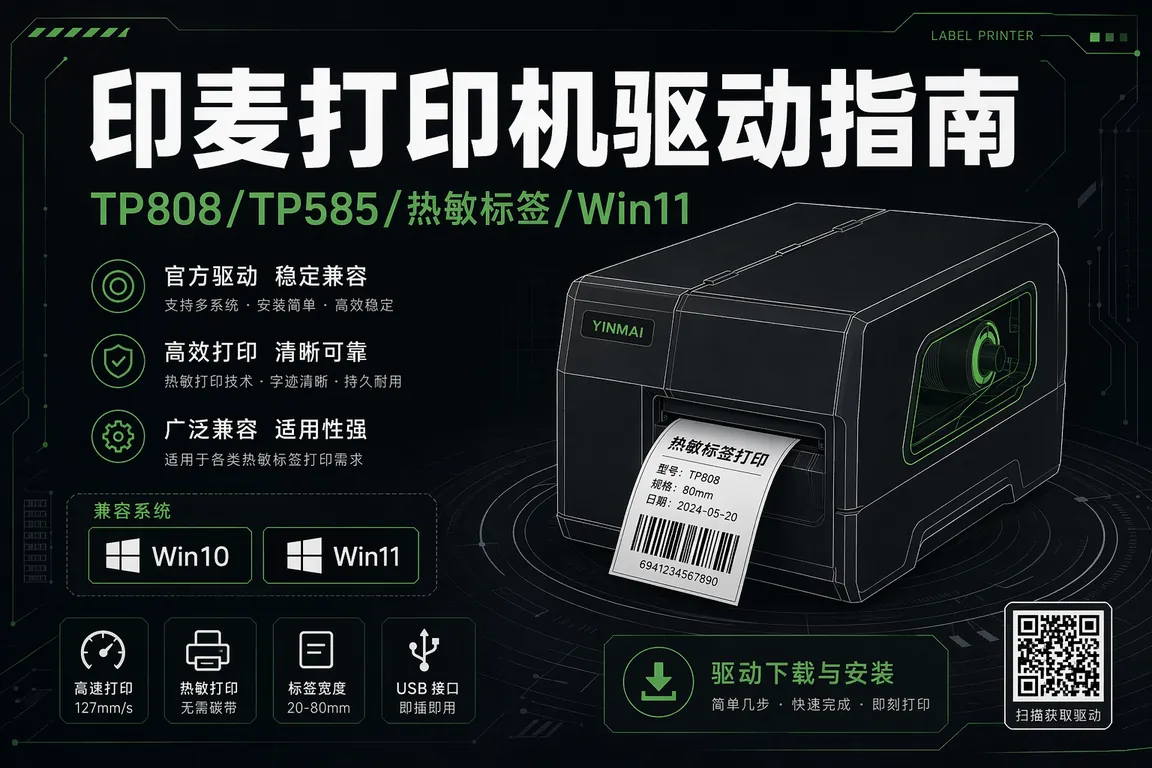 印麦打印机驱动安装指南:TP808/TP585/TP586/热敏标签/USB网络/Win11(2026)
