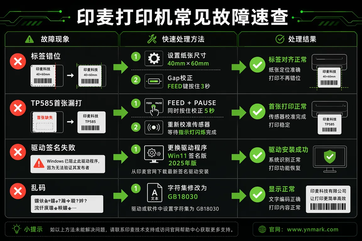 印麦打印机常见故障速查