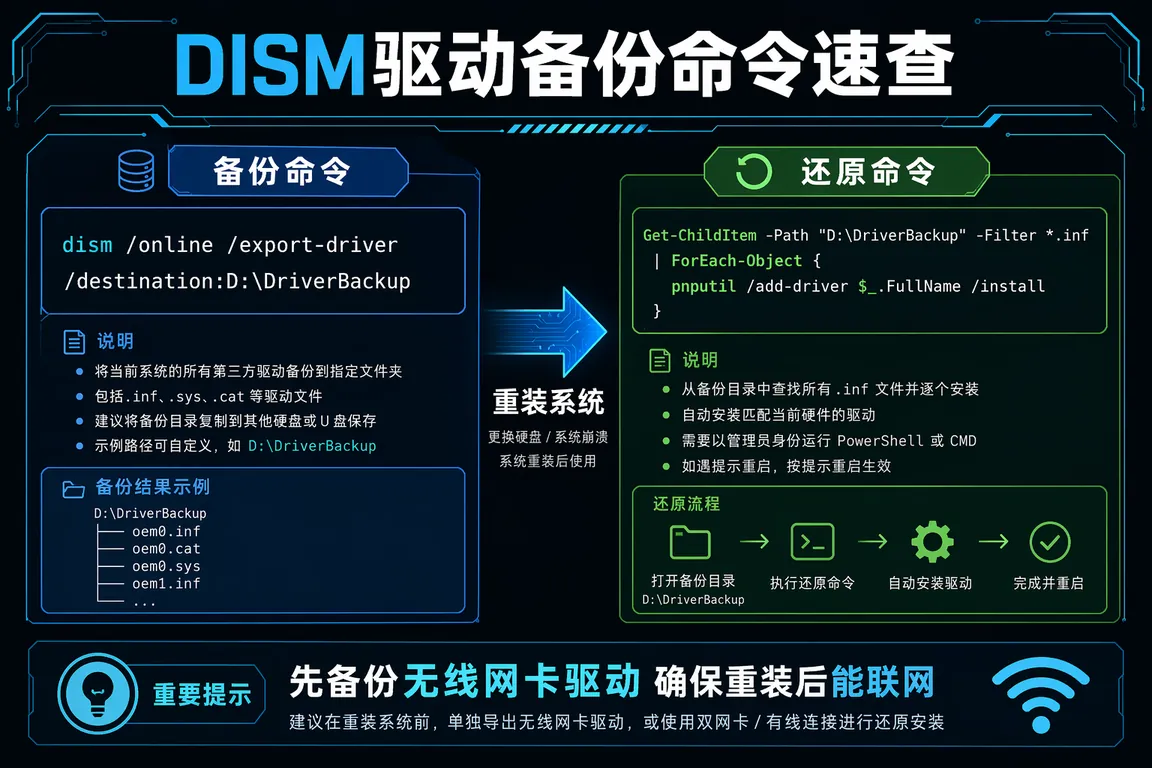 DISM驱动备份导出步骤