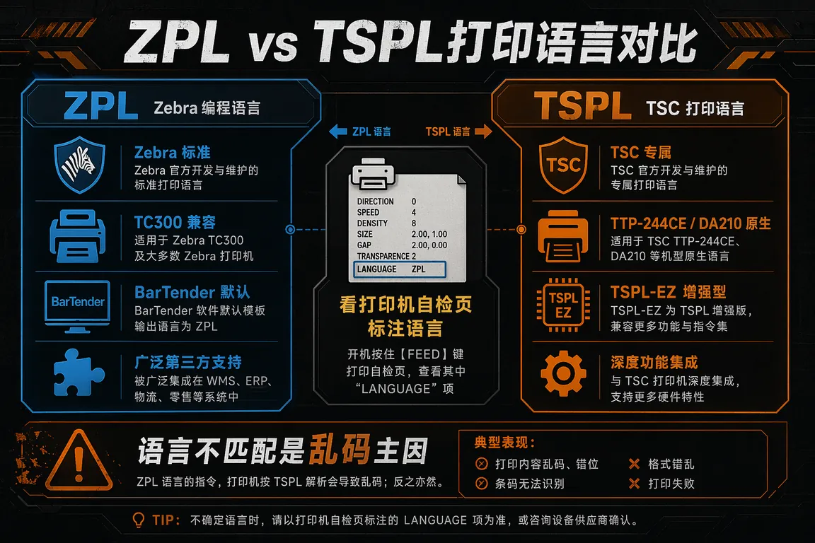 ZPL与TSPL打印语言对比