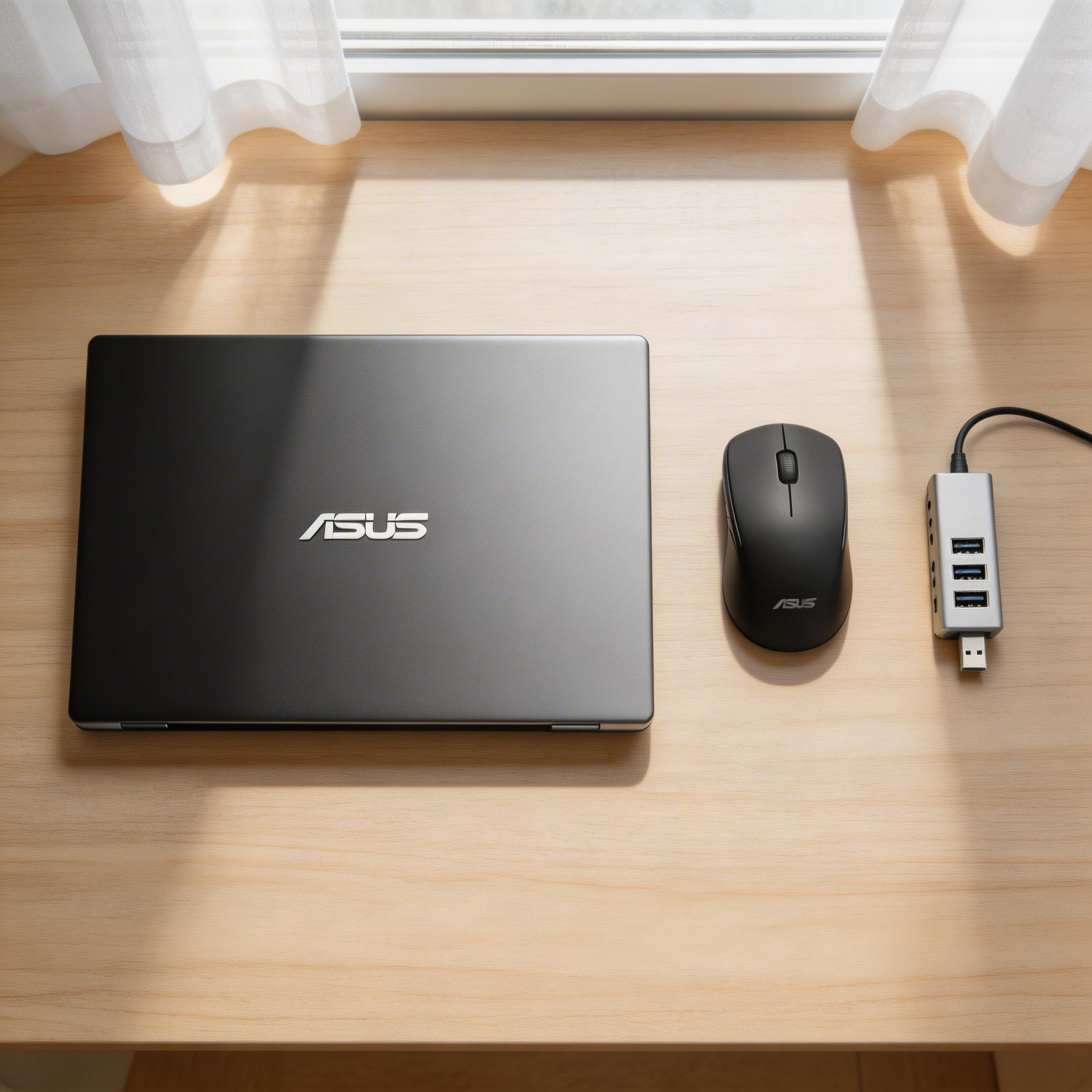 华硕笔记本桌面俯视